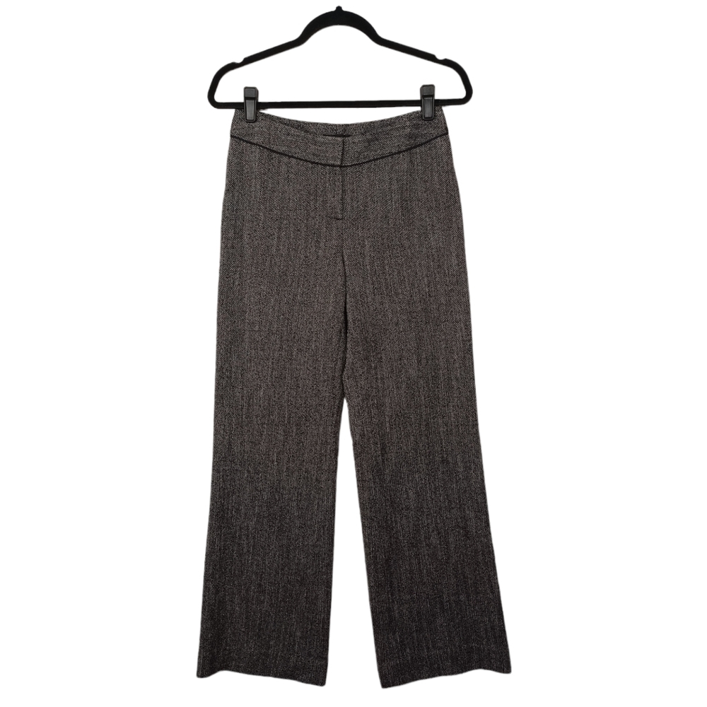 SEMANTIKS Black Gray Micro Print Straight Leg Career Trouser Pants 2 X-Small